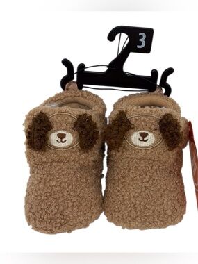 Wonder Nation baby brown puppy dog baby slipper/booties baby size 3-6 months NWT